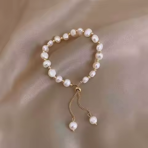 Sterling Silver Minimalist Baroque Bracelet - Adjustable Everyday Jewelry