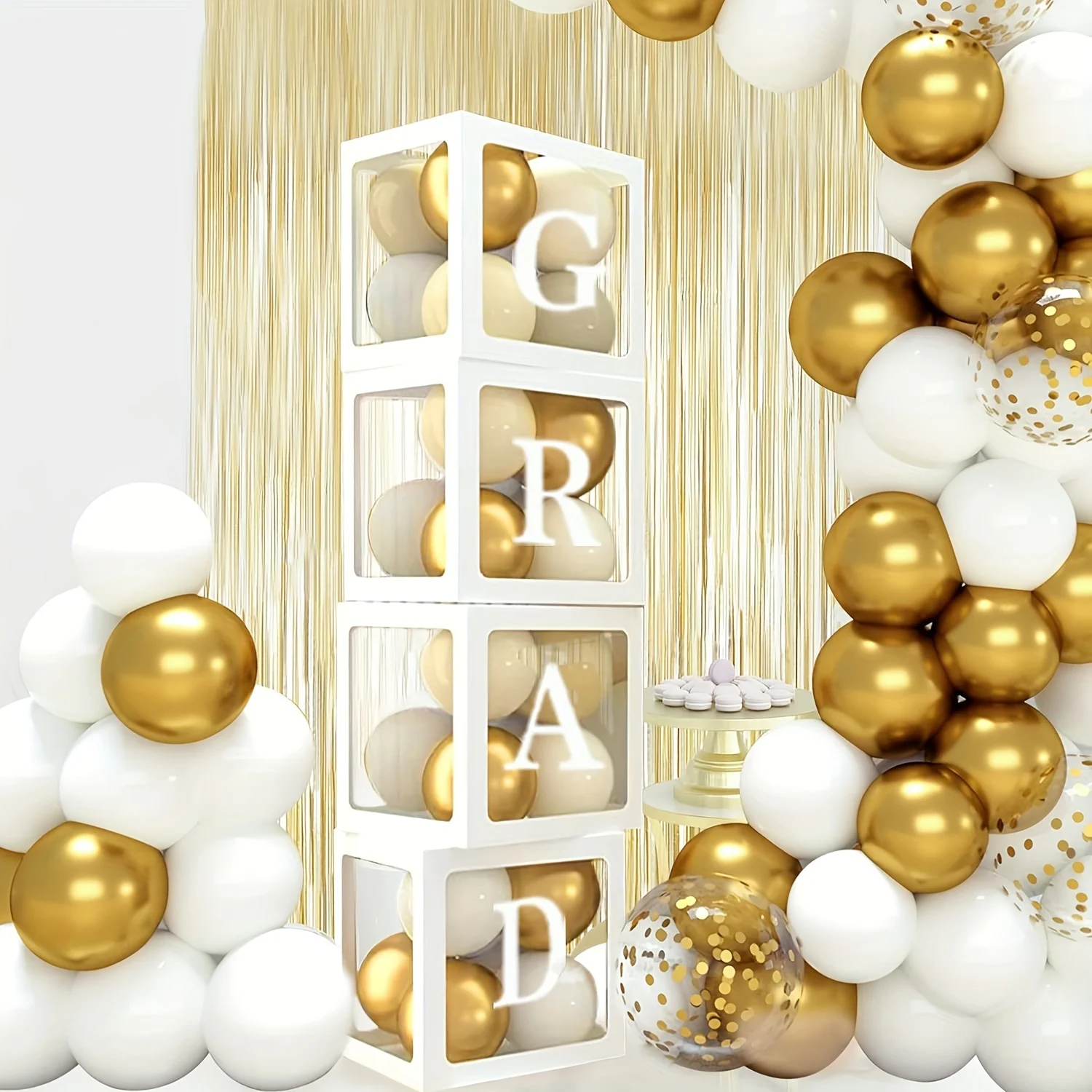 8pcs White Transparent Balloon Boxes with Letters