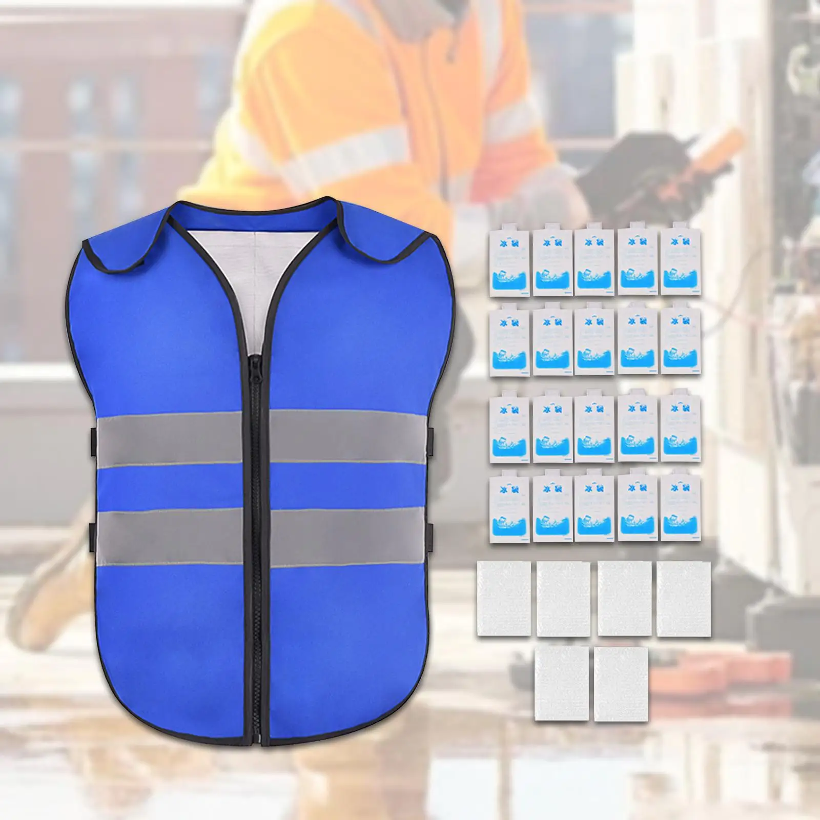 

Adjustable Ice Vest with Reflective Strips and 20 Ice Packs for Cycling and Fishing