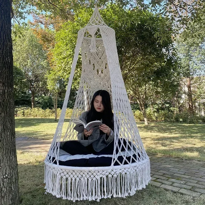 #Handmade Rope Tassel Hammocks Indoor Garden Swings Balcony Outdoor Courtyard Rocking Chairs Camping Hammock Outdoor Furniture e