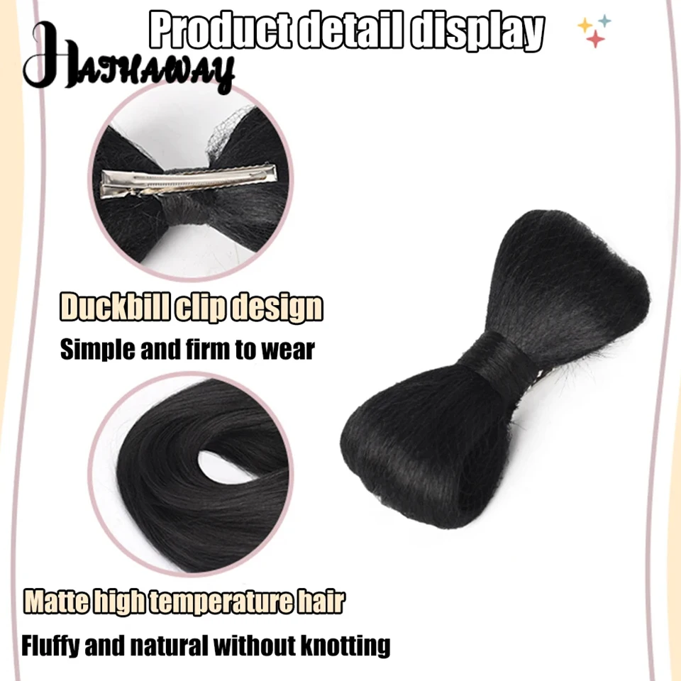 Synthetic Wig For Women Brownish Black Bow Hair Accessories Chignon Gripping Clip Type In Ponytail Hairpins Wig