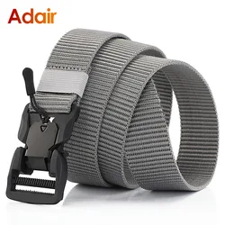 Man Belt Nylon Webbing Canvas Army Tactical Military Casual Elastic Plastic Magnetic Buckle Fabric Belt High Quality Jeans HB050