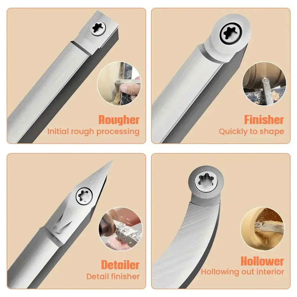 1pc Carbide Tool Blade for Wood Lathe Turnings Holder and Carbide Blades 11mm Square 12mm Round and 30x10mm Diamond with Tip