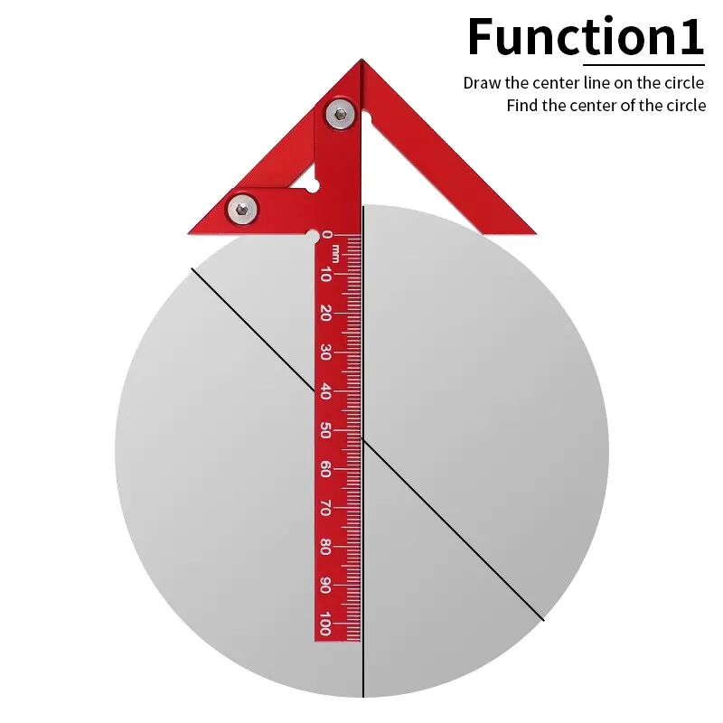 Center Finder Woodworking Square 45/90 Graus Ângulo Direito Line Gauge Alumínio Precisão Carpenter Ruler Measuring Scribe Tool