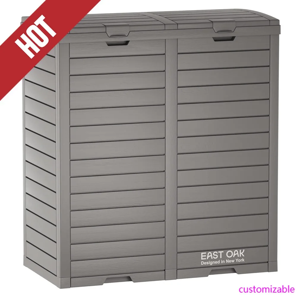 

Мусорный бак для улицы HOT-76 галлонов | Водонепроницаемый мусорный бак из смолы с многоярусной крышкой и поддоном для капель | Внешний мусорный бак для патио | Комплект