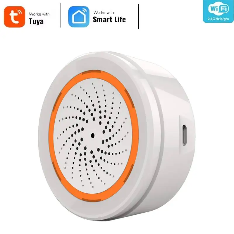 Sirene inteligente alarme tuya zigbee sensor de luz sonora sirene alarme inteligente 90db alerta app controle remoto sistema proteção segurança em casa