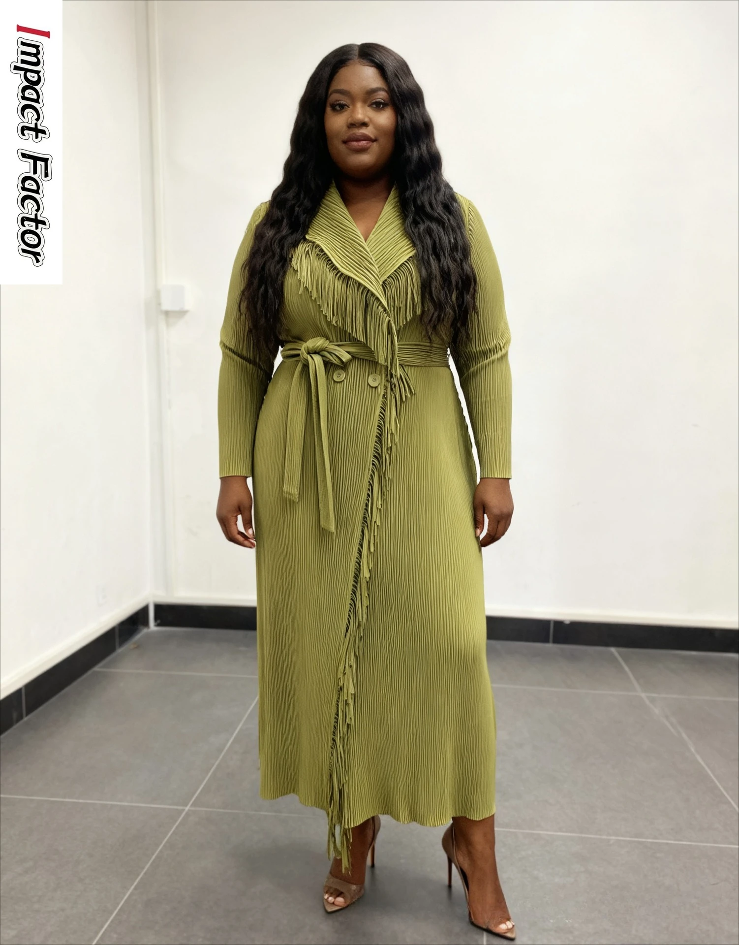 

Miyake Factory Direct Sales African Fashion Loose Women's Dress Temperament Elegant and Thin Fringed Dress