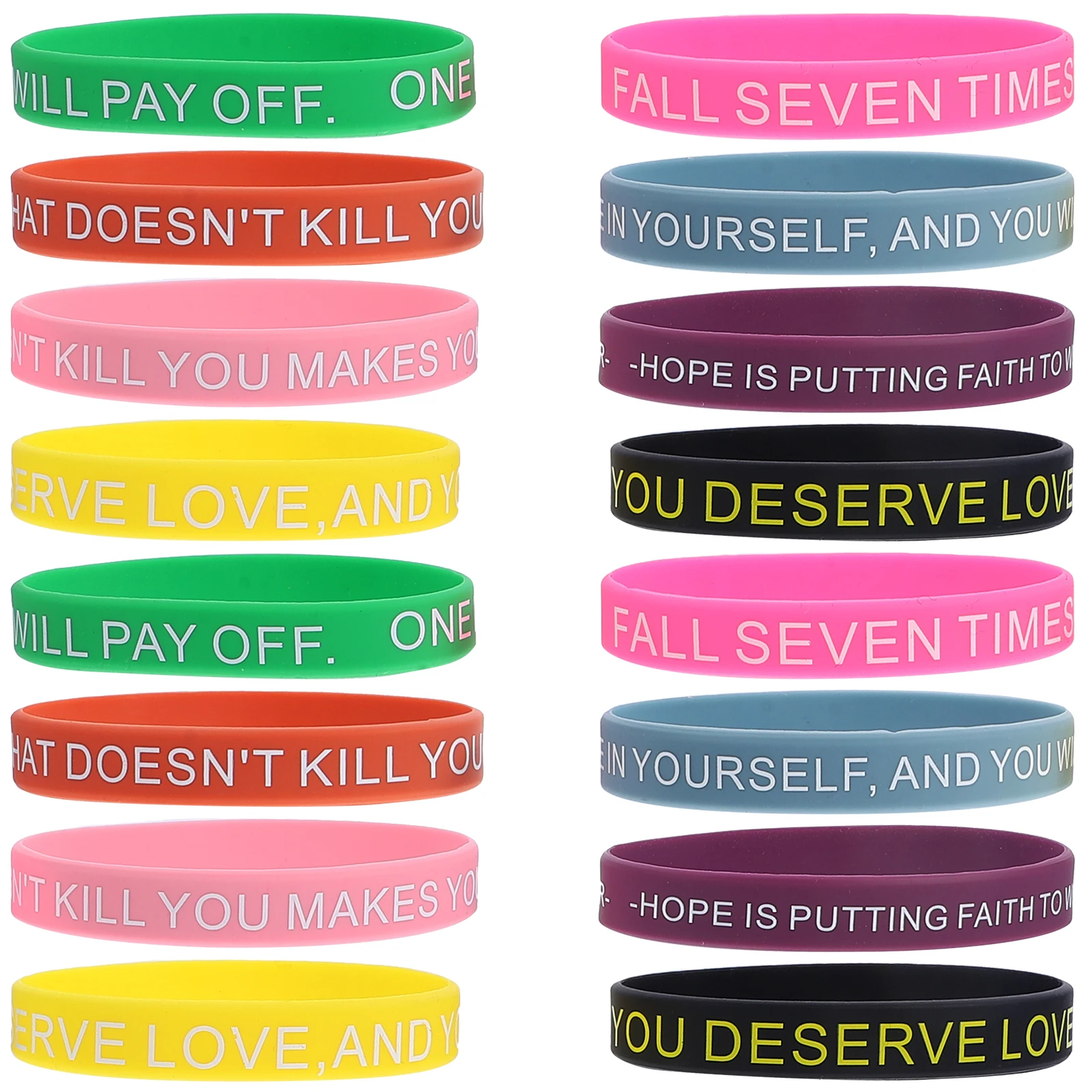 

100pcs Motivational Silicone Bracelets Inspirational Quotes Elastic Wristbands Unisex Bands Black Color Variety Pack