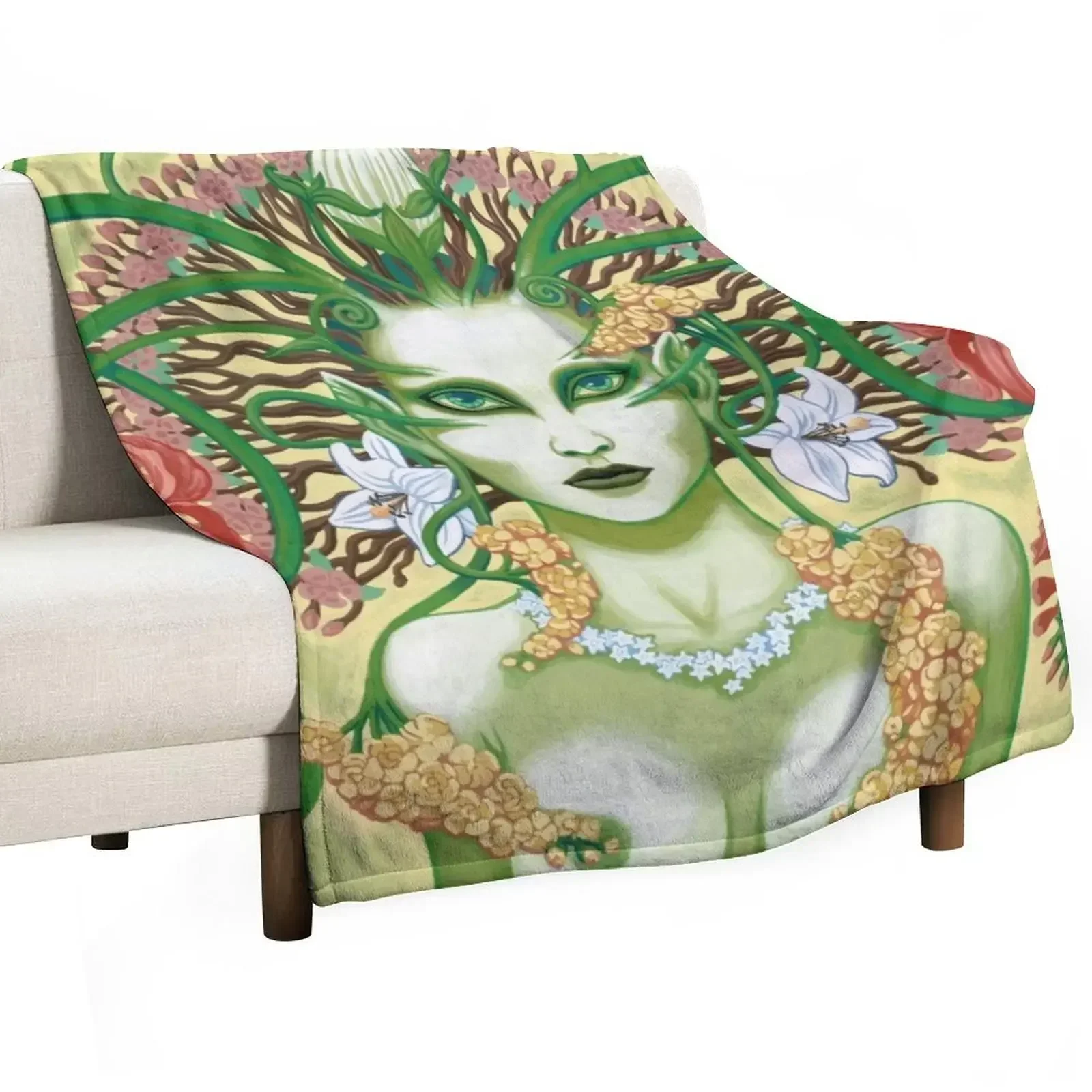 

Flower Elemental / Nature Spirit Throw Blanket Moving Luxury Designer Blankets