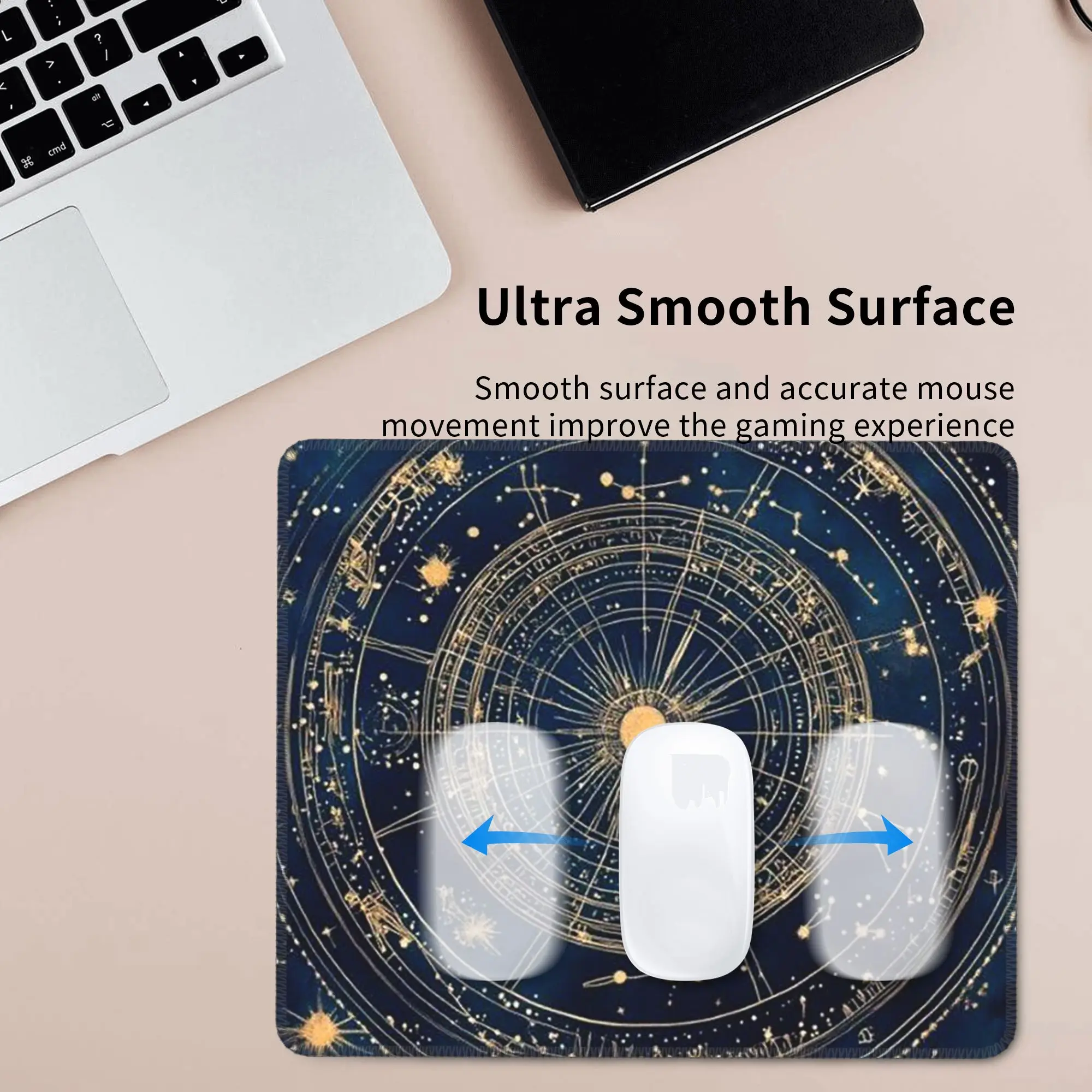 Starry Night Sky with Glowing Star and Constellation Mouse Pad Computer Keyboard Mouse Mat Gamer Laptop Desk Mat Table Mats