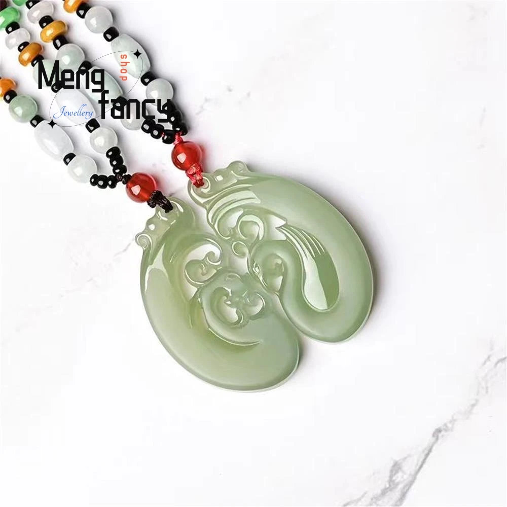 Natural Hetian Jade Dragon and Phoenix Pei Jade Exquisite Elegant Simple High-grade Pendant Couple Luxury Charms Fashion Jewelry