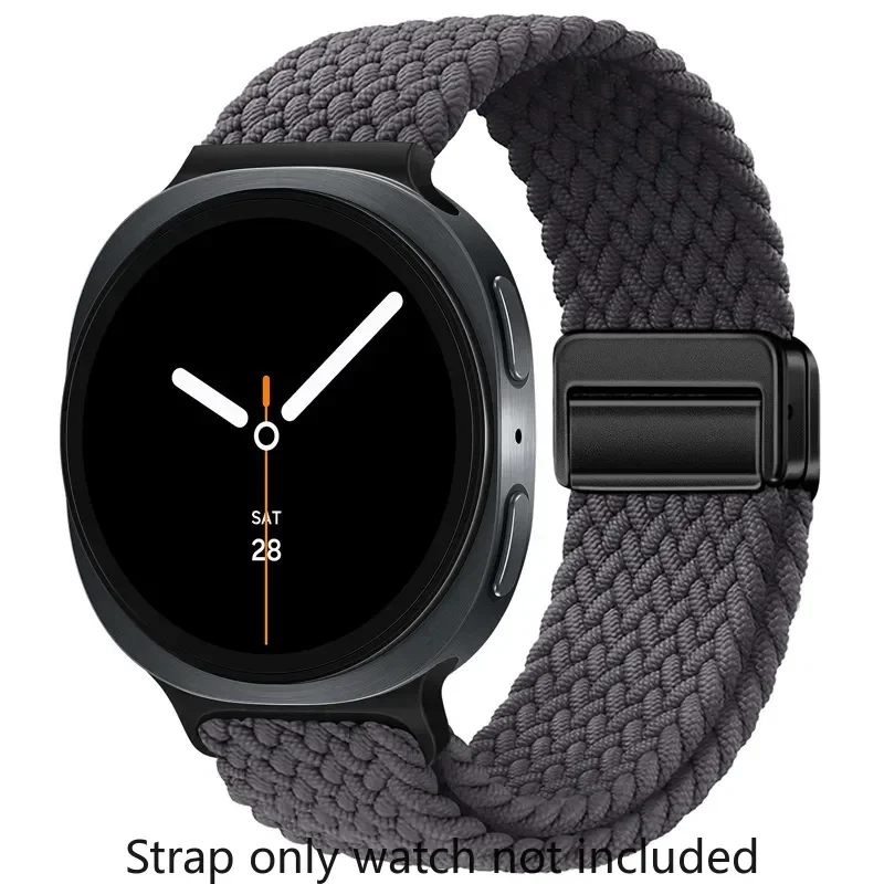 Geflochtenes Solo-Loop-Armband aus Nylon, geeignet für Samsung Galaxy Watch 8 40 mm/44 mm, Magnetband für Galaxy Watch 8 Classic Correa