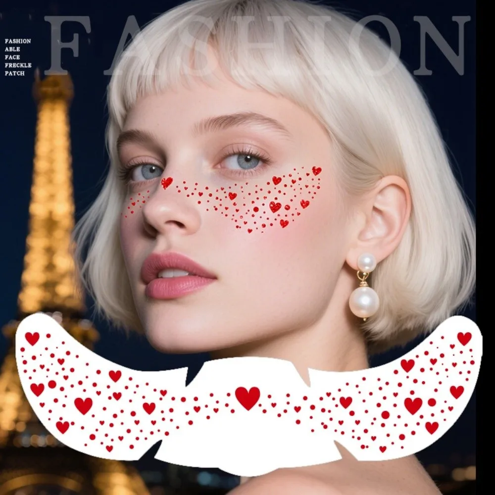 Waterproof Freckles Blush Tattoo Stickers Disposable Love Heart Butterfly Glitter Face Temporary Tattoo DIY Funny Long-acting