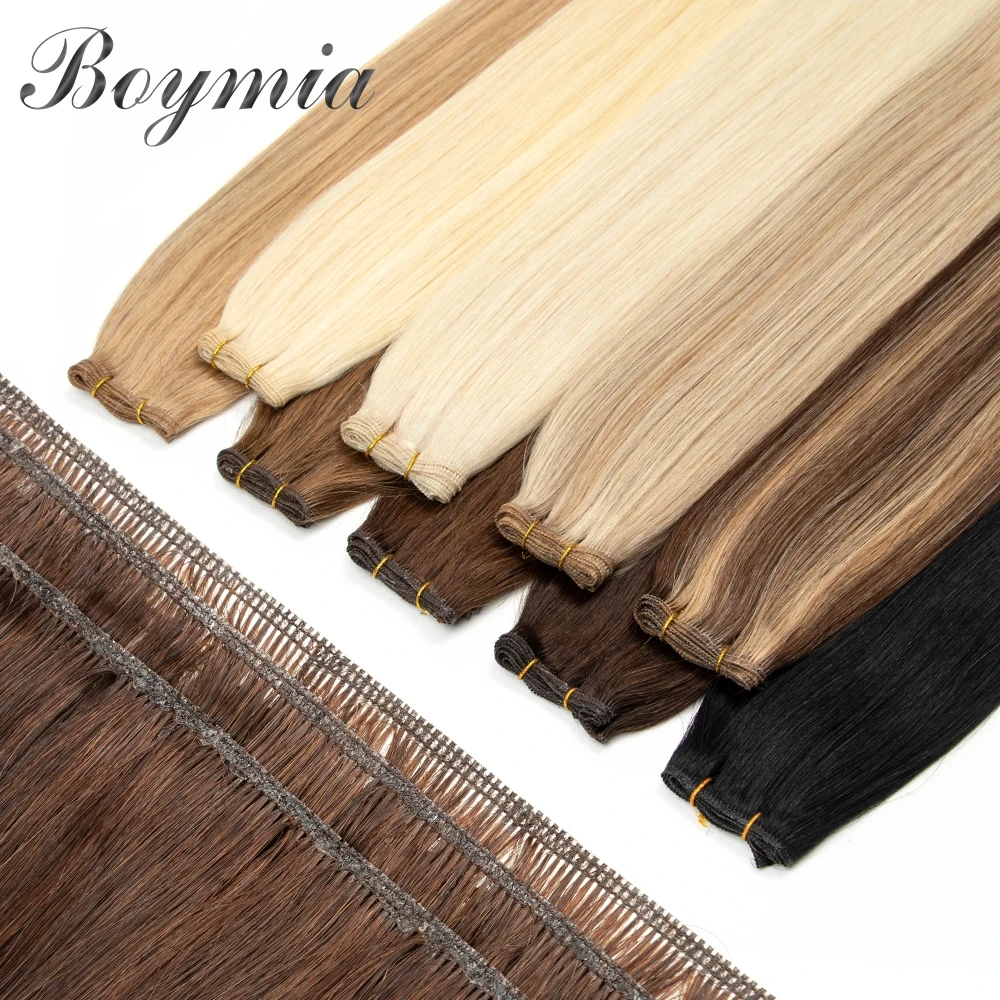 Boymia Genius Weft 100% Natural Human Hair Weft Straight Invisible Hair Extensions 12-20 inches Flexible Hair Weaves