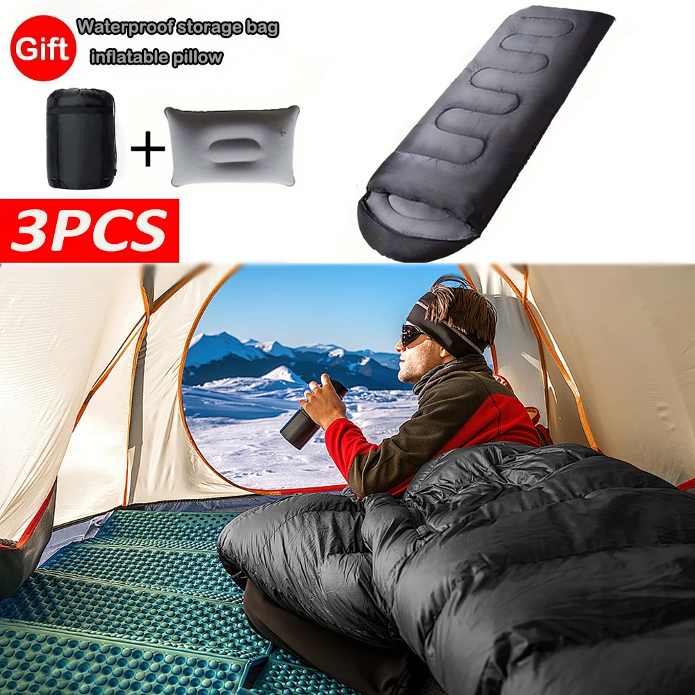 Camping Sleeping Bag  Portable Camping Equipment, 3-Piece Sleeping Bag with Pillow, Outdoor Camping Sleeping Bag Camp