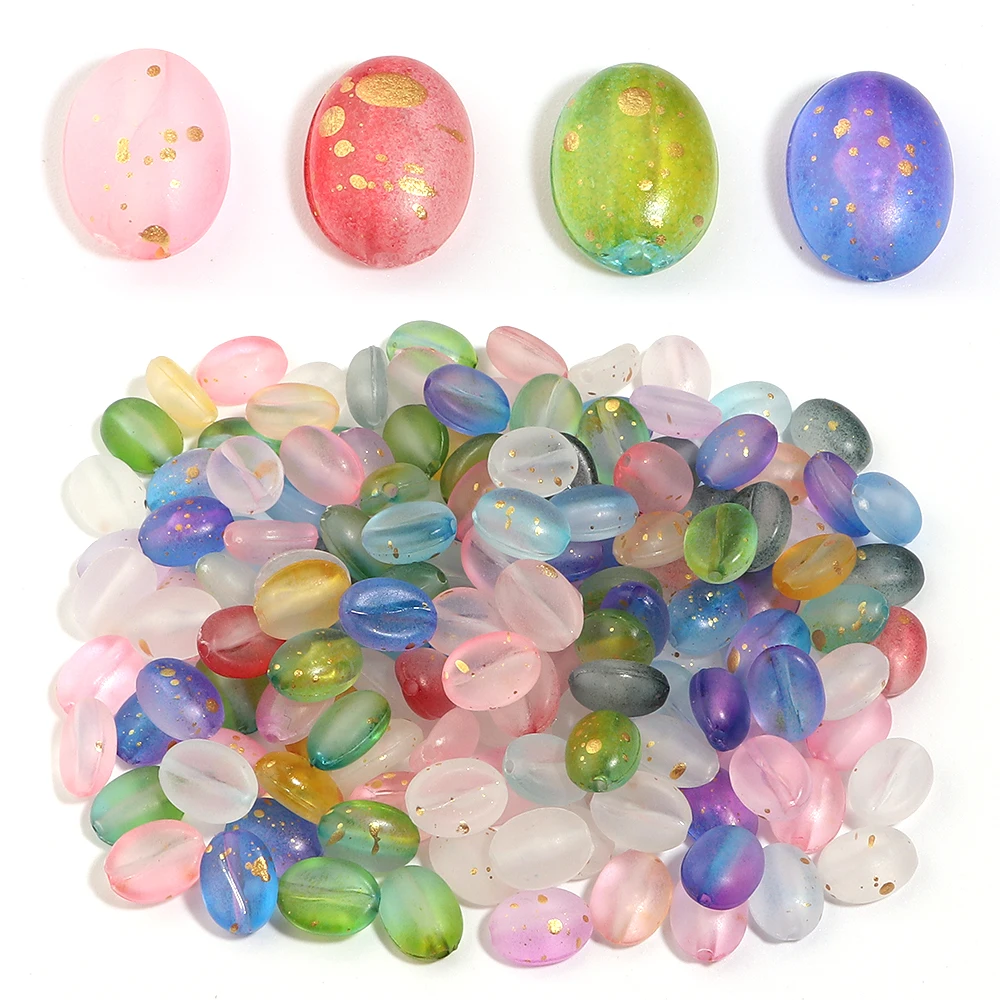 100 Stück zweifarbige, goldfarbene, mattierte Acrylperlen, Kaffeebohnen-Form, lose Abstandsperlen für die Schmuckherstellung, DIY-Armband, Halskette, Zubehör – Detail 4