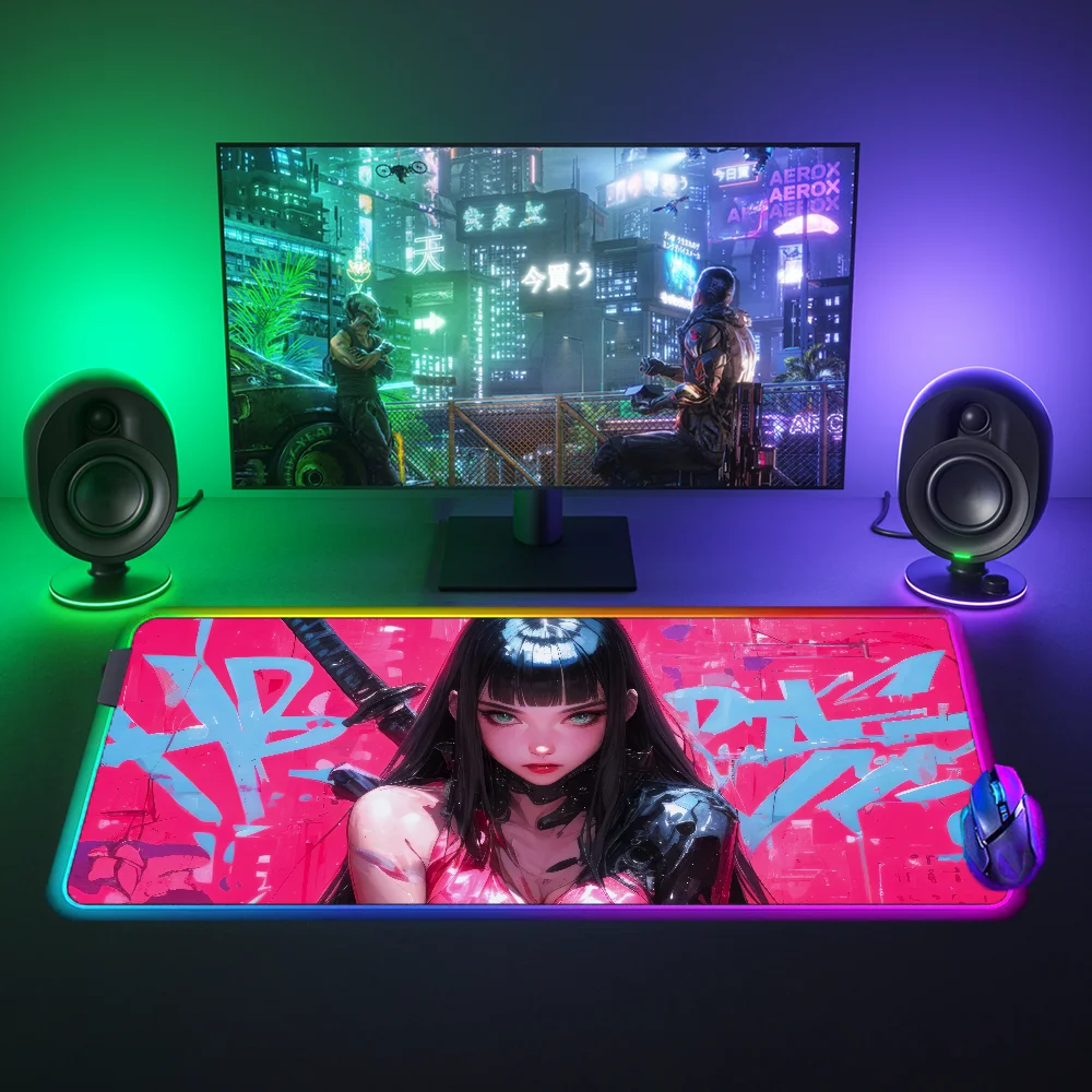 

Large Mouse Pad Rgb LED Deskmat Backlit Cool GRIL Gaming Mouse Mat Mousepad Gamer Pc Accessories Mats Anime Mause Pads Carpet