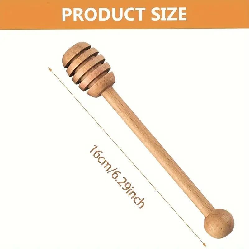 1pc Sustainable Wooden Honey Dipper - Natural Wood, Honeycomb Design, Perfect for Healthy & Sustainable Living, Ideal for Kitche