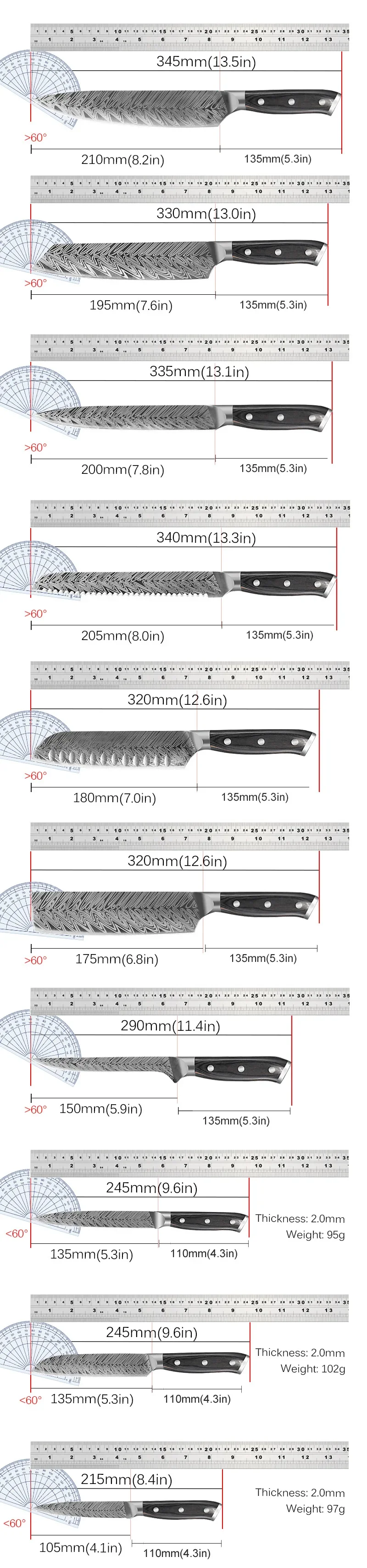 Stainless Steel Japanese Kitchen Chef Knives Set Santoku Knife Sharp Fruit Peeler Damascus Steel Pattern Boning Knife BBQ Tools