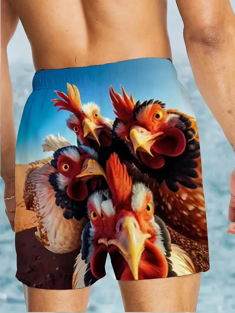 

Summer Funny Rooster 3D Print Hawaiian Beach Shorts Men's Oversized Surfing Pants Swimsuits Holiday Board Trunks Men Clothing