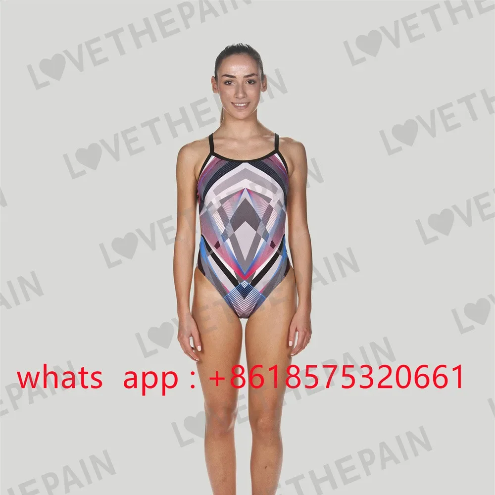Women Sexy Sports Swimsuit Sexy Back One-piece Swimsuit Racerback Functional Training Swimsuit Bodysuit Open Water Team Swimming