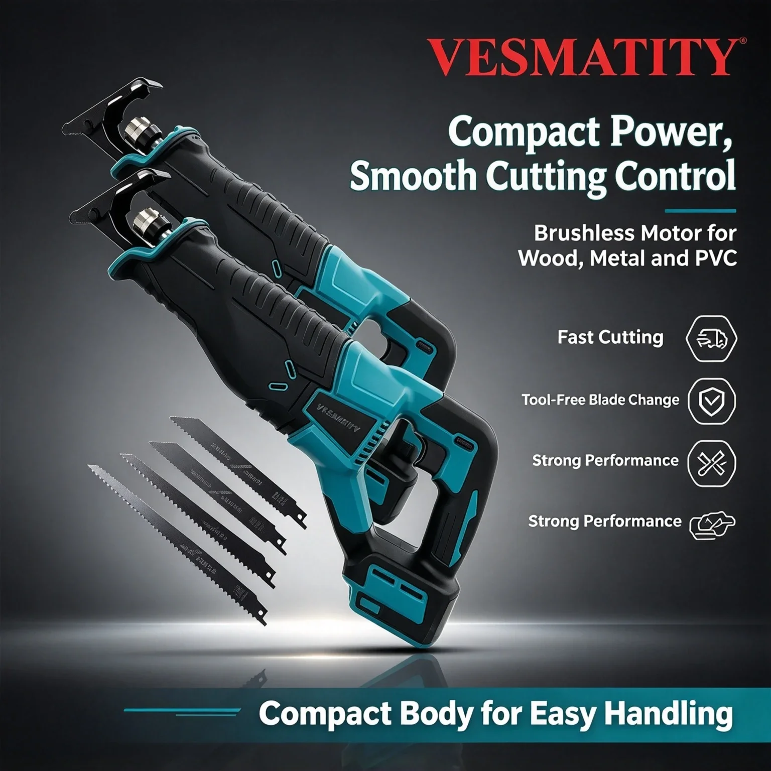 Vesmatity Handheld Mini Electric Recip Saw 18V 20V Cordless Multifunctional Saw Tool Outdoor Pro Max Plus Use Set