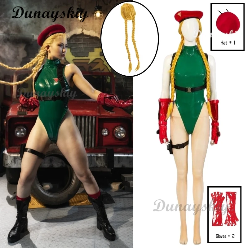Spiel Strreet Fiighter V Cosplay Cammy Weiß Neue Ankunft Super Sexy Cosplay Kostüm Grün Overalls Schuhe Hut für Frauen Comic Con
