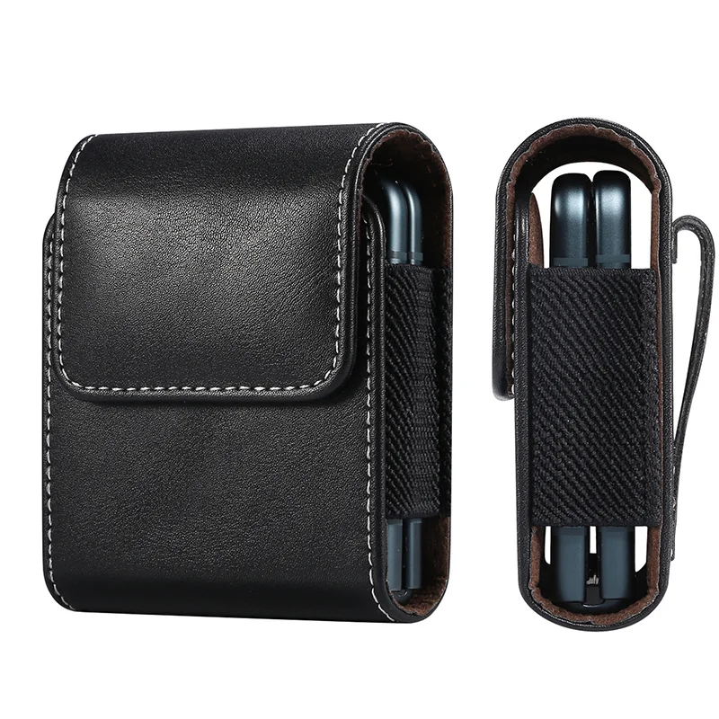 

For Motorola Razr 5G Leather Waist Bag Phone Case Pouch for Huawei P50 Pocket Belt Clip Holster Cover for Samsung Z Flip 3 5G