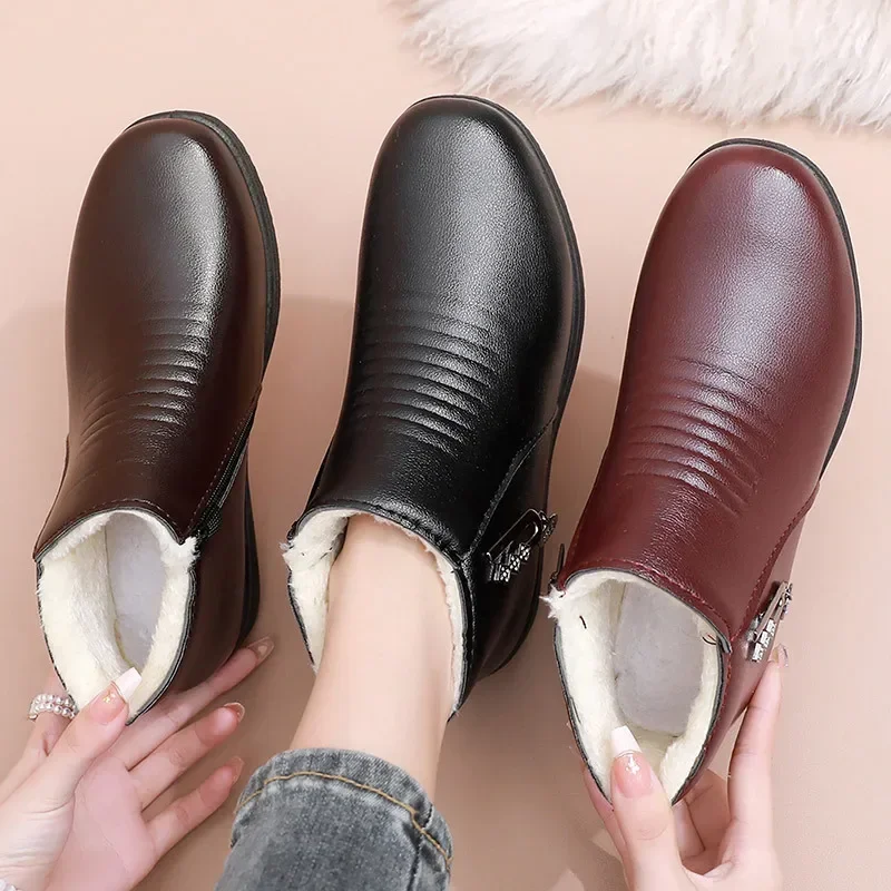 Women Ankle Boots Autumn Winter Cotton Shoes Plush Comfort Anti Slip Warm Short Boots Waterproof Outdoor Cold Proof Cotton Boots