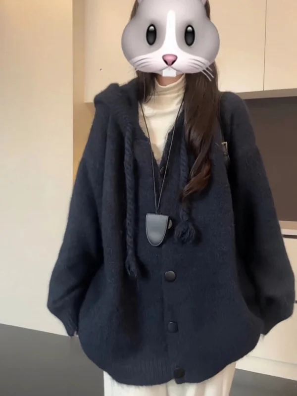 

Свободный женский вязаный кардиган в корейском стиле, осенне-зимний, новый, универсальный топ для женщин