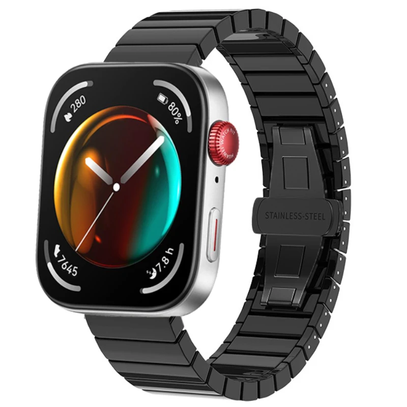 حزام سيراميك لساعة اليد الذكية ، سوار معدني بإبزيم فراشة ، سوار معصم لساعة اليد الذكية ، إكسسوارات كوريا