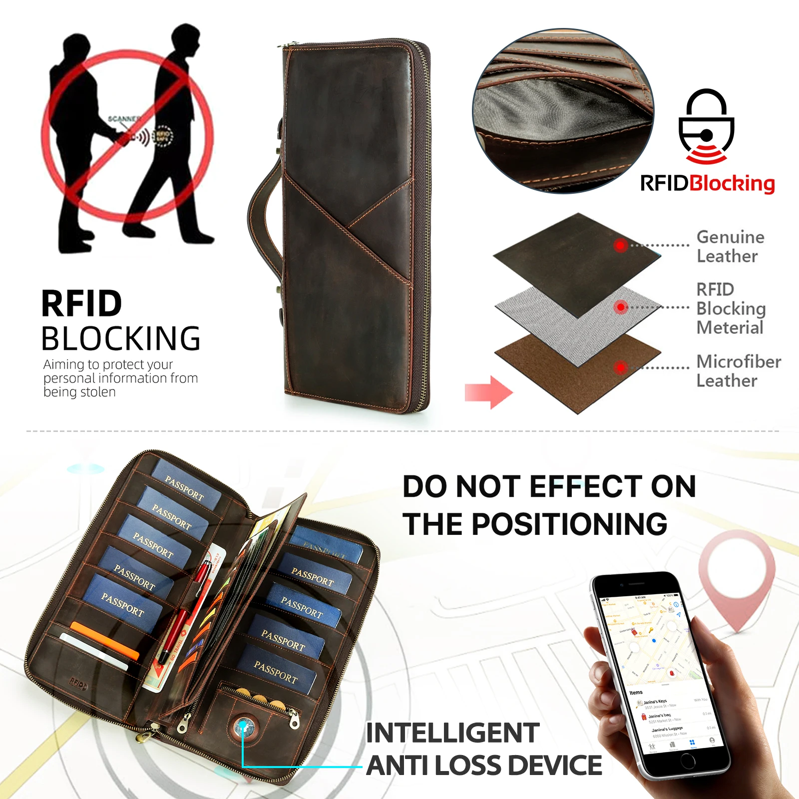 حزم جواز السفر المحفظة الأسرة حامل جواز السفر وثيقة حالة المنظم حامل البطاقة مخلب RFID مكافحة سرقة مكافحة خسر