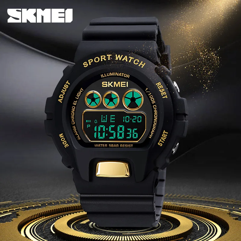 Skmei Pink Black Fashion Digital Wristwatch Luxury Luminous Display Chronograph Clock Women Men Watches Waterproof Sport Watch