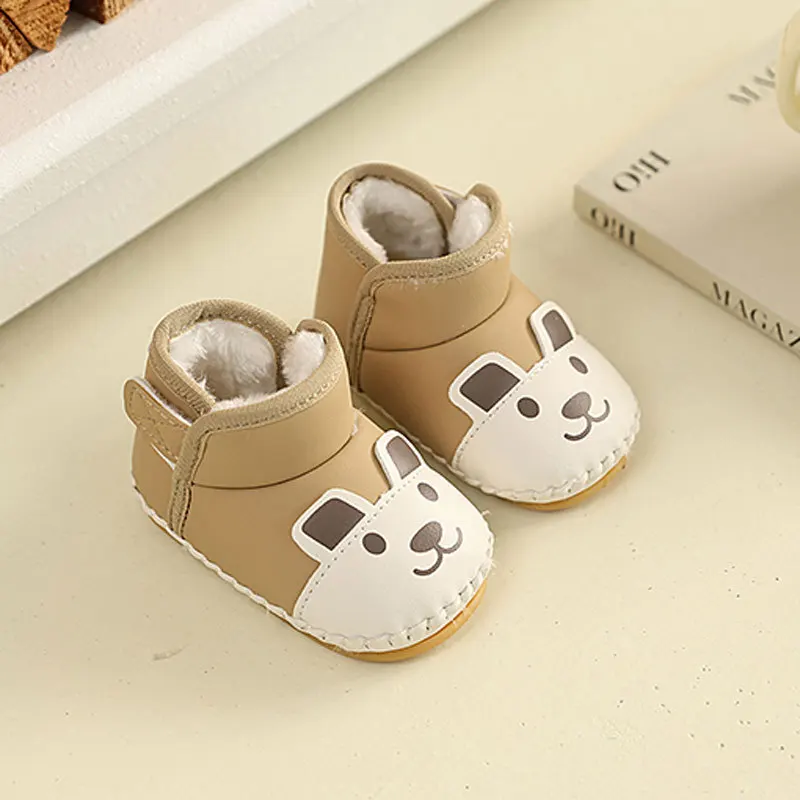 الكرتون الدب طفل الفتيان الفتيات حذاء كاجوال بولي Plash أفخم الدافئة الرضع الاطفال الأولى المشي الأحذية هوك حلقة المضادة للانزلاق الأطفال أحذية الشتاء #2