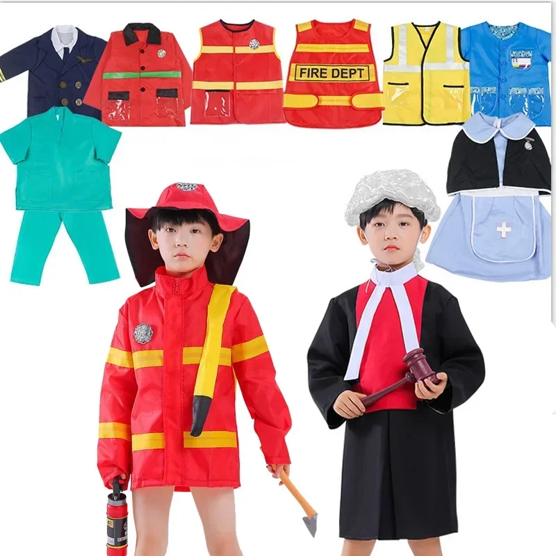 Boy Girls  Doctors Police Judge Nurses Firemen Costume Clothes Party Professional Cosplay Fancy Dress Christmas Halloween