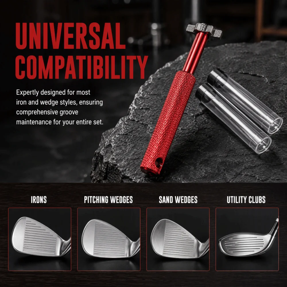 4pcs 6 Head Golf Club Groove Sharpener Compact Handheld Design Storage Tube Golf Club Re-Grooving Tool Metal Construction