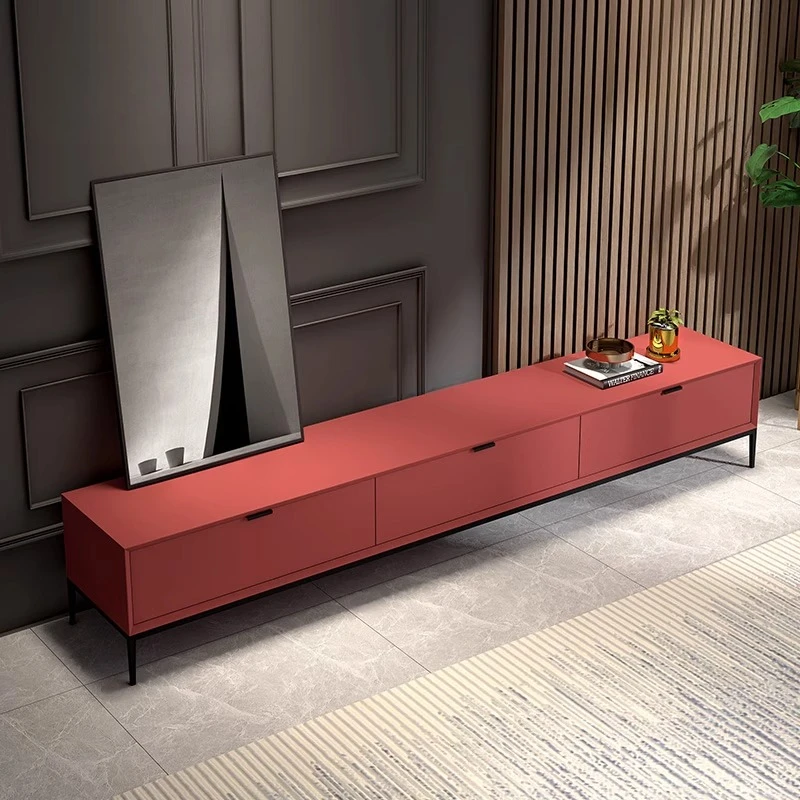 Pashanova Red TV Stand Italian Minimalism Doctrine Nordic Modern Minimalist Living Room Solid Wood Storage Cabinet Furniture