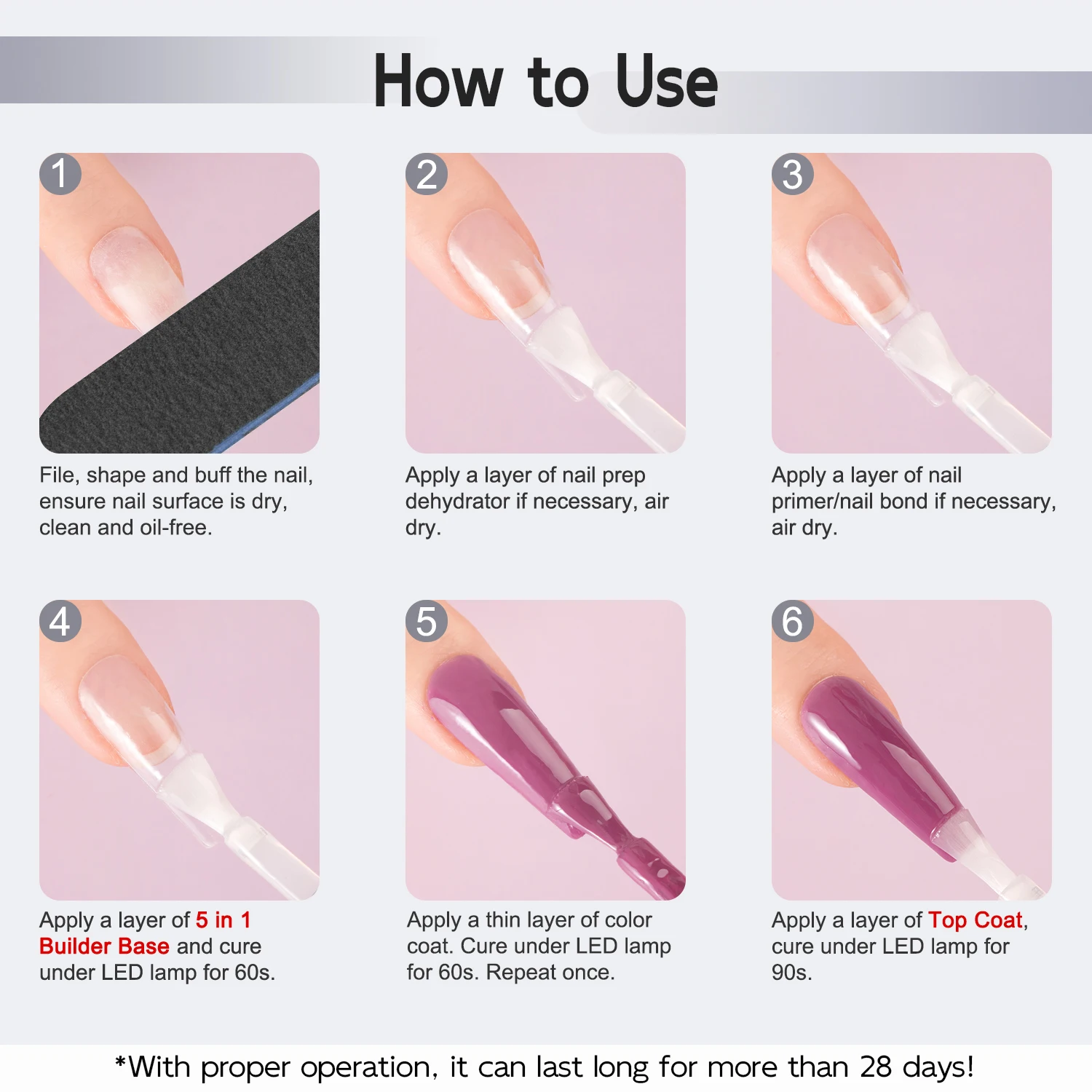 2 قطعة 5 في 1 منشئ قاعدة هلام مسمار الغراء ولا مسح معطف فوقي ، طويلة الأمد نقع قبالة هلام طلاء الأظافر للمنزل صالون مسمار الفن تصميم