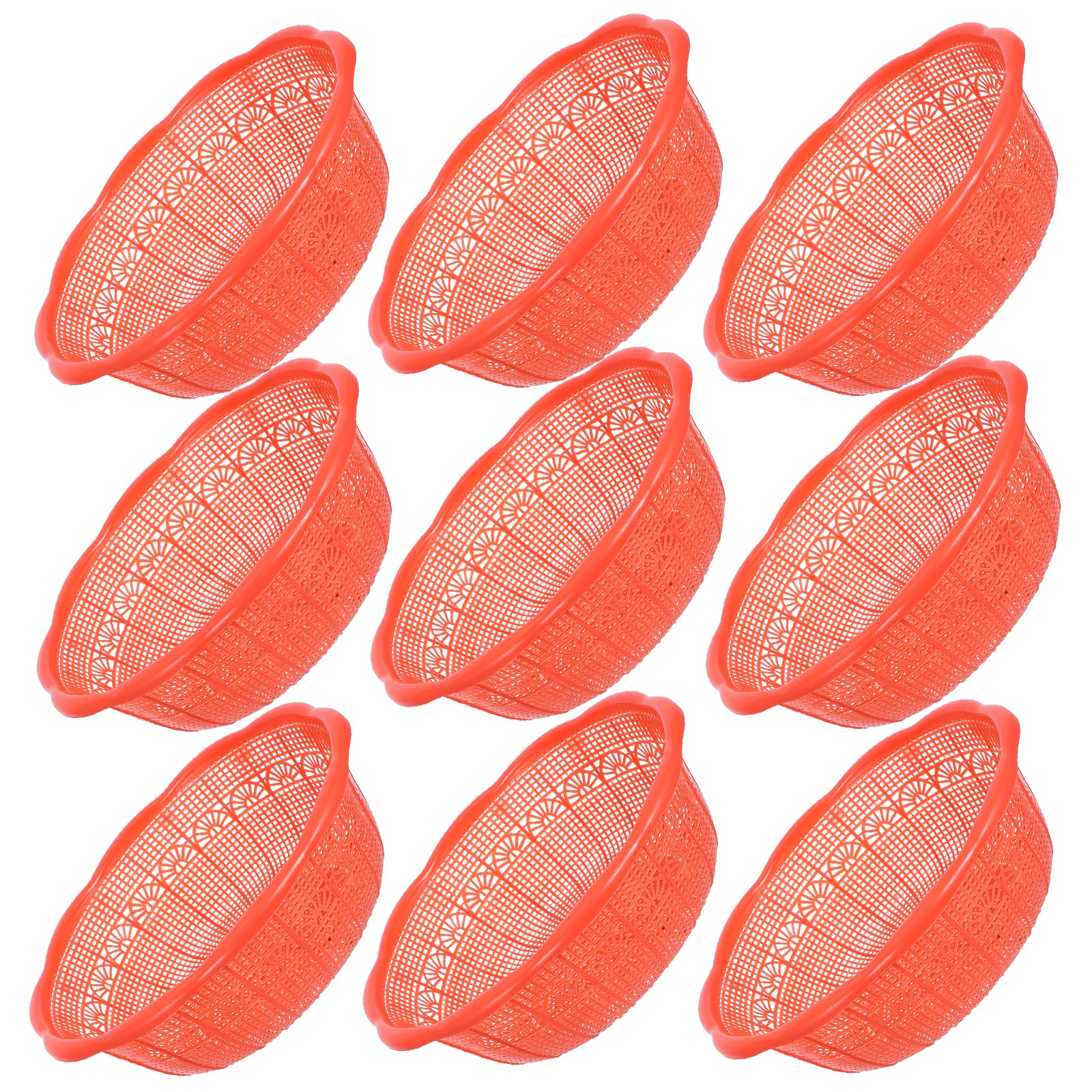 

10pcs Rice Bowl Plastic Drain Basket Kitchen Fruit Vegetable Basin Creative Design Practical Home Restaurant