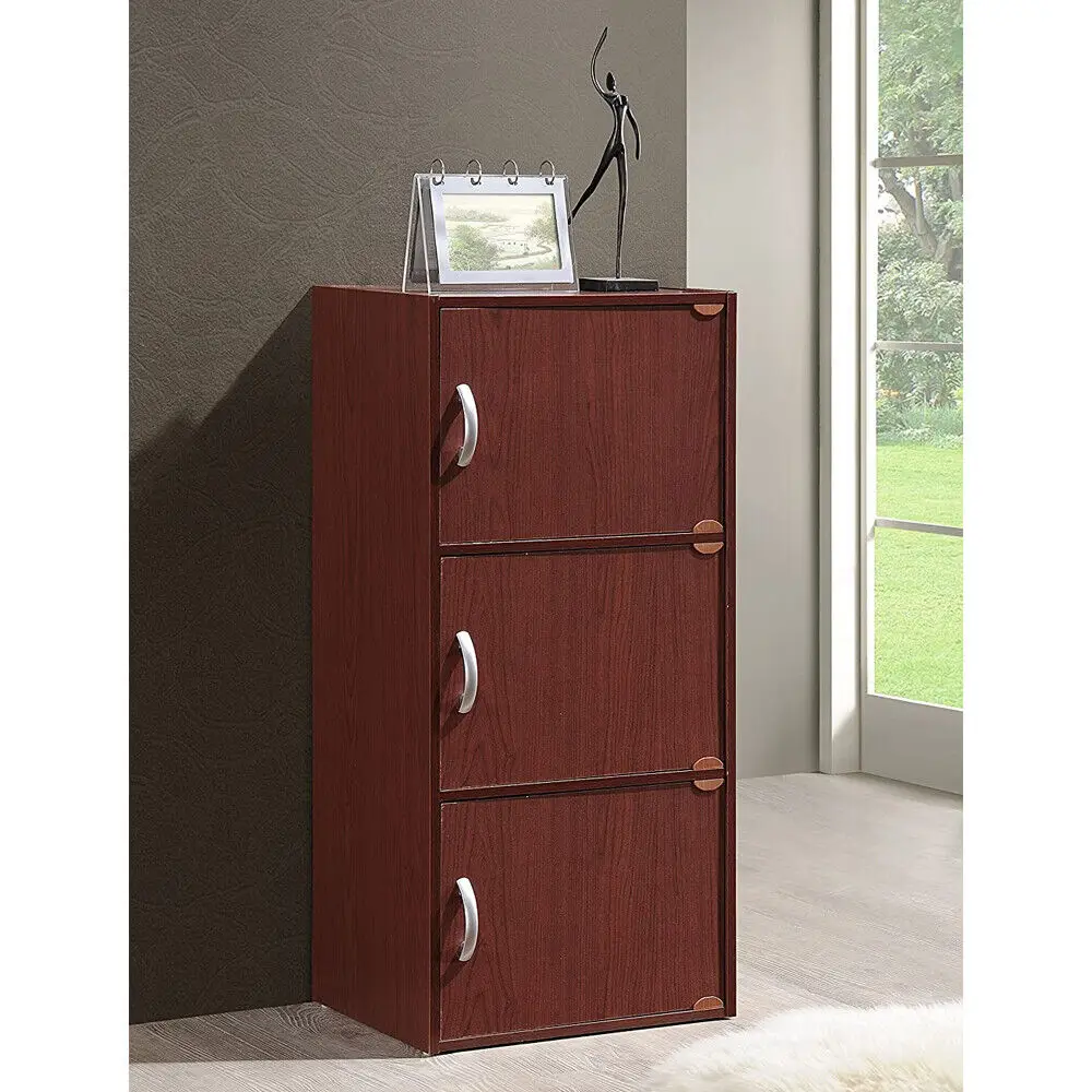 3 shelf Home and office closed tissue storage cabinets mahogany