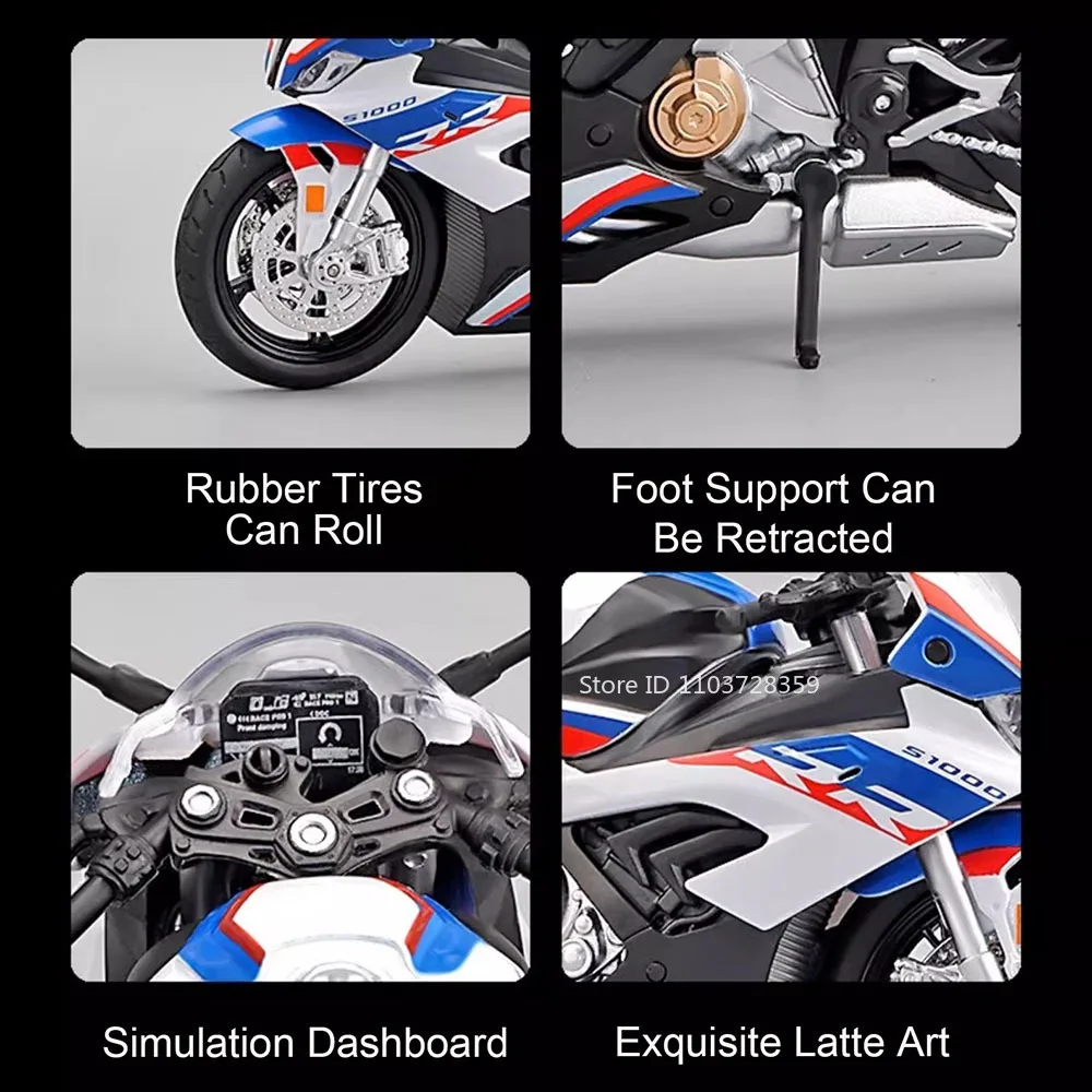 1:12 RRS1000 S1000RR Spielzeugmodell Motorräder Legierung Diecast Motorräder Stoßdämpfung Vorderrad Lenkung Gummireifen Jungen Geschenk – Detail 21
