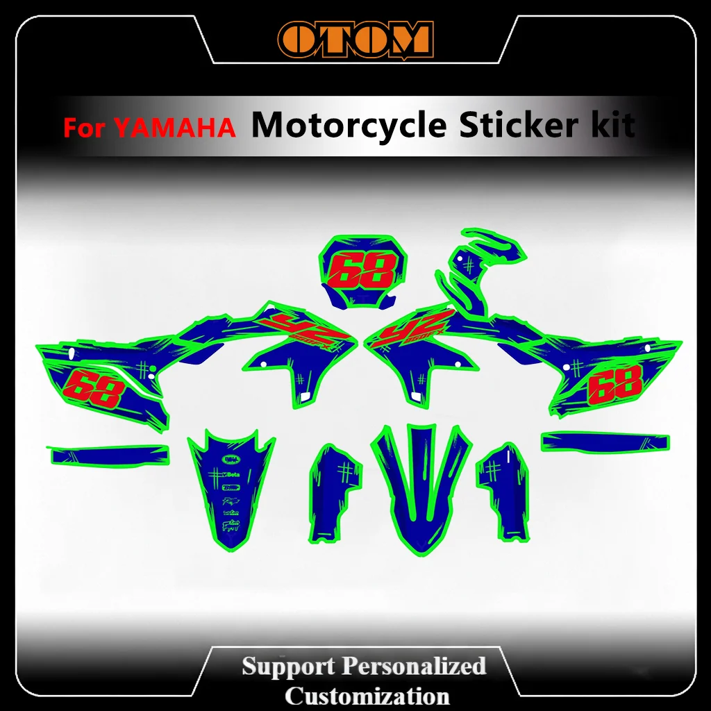 

Комплект графических наклеек OTOM Motocross Customize для YAMAHA YZF 250 450 2023-2025, голографический хромированный комплект наклеек Gravel