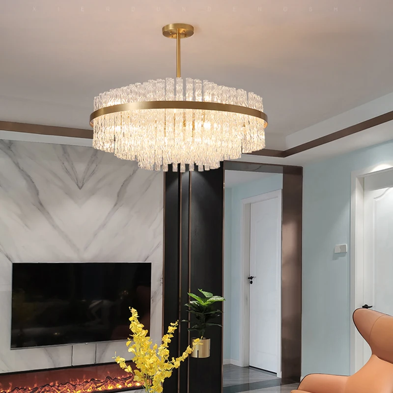 Modern Simple and Luxury Crystal Restaurant Pendant Light Hong Kong Style Atmosphere Personality Living Room Light Nordic Style