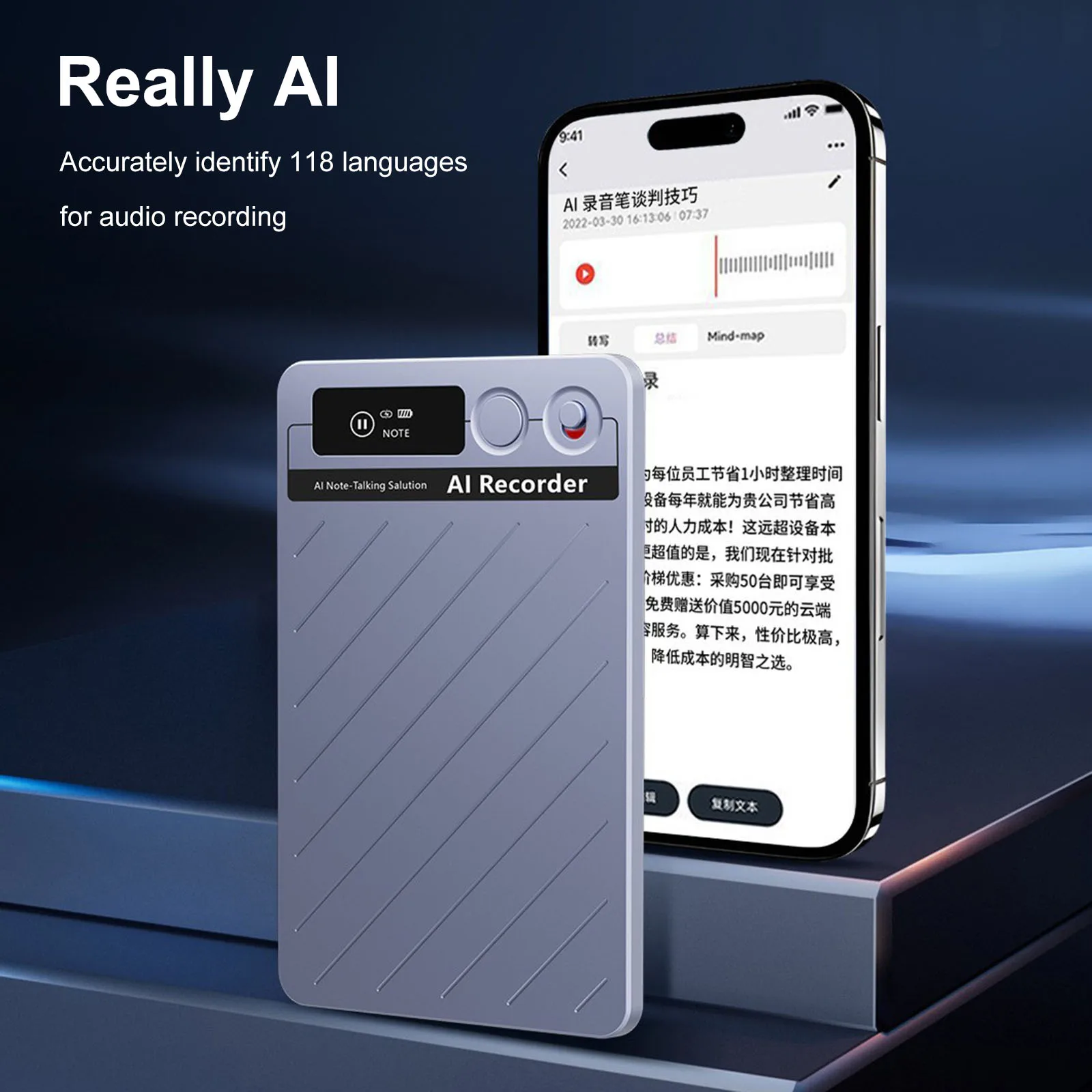 Digital Voice Recorder with Real-Time Transcription & Translation Audio Recorder Dictaphone for Lectures Meetings Interviews