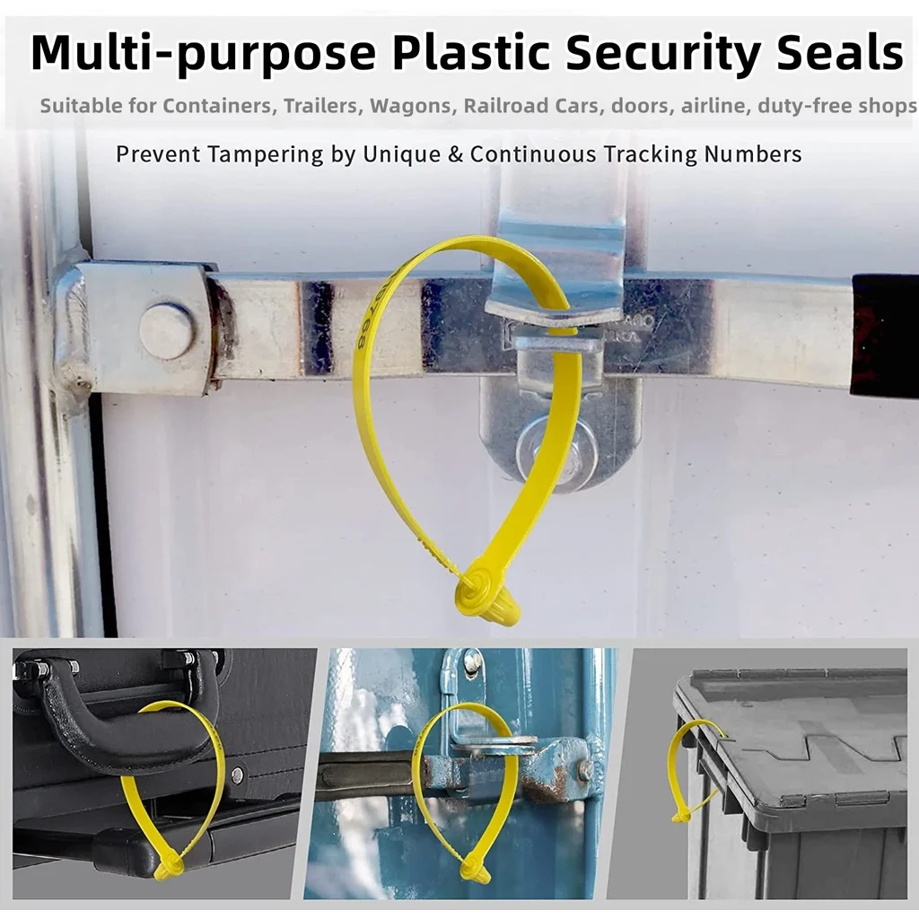 Pull Tight Plastic Seals for Trucks High Tension Strength Truck Trailer Container Door Security Disposable Numbered Tag 100pc