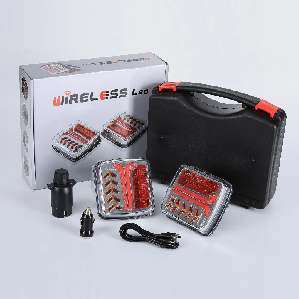 

High Quality 12V 24V 30M Wireless Magnetic LED Tail light Trailer Rear Light Signal Warning Brake Light RV Camper Lorry Truck