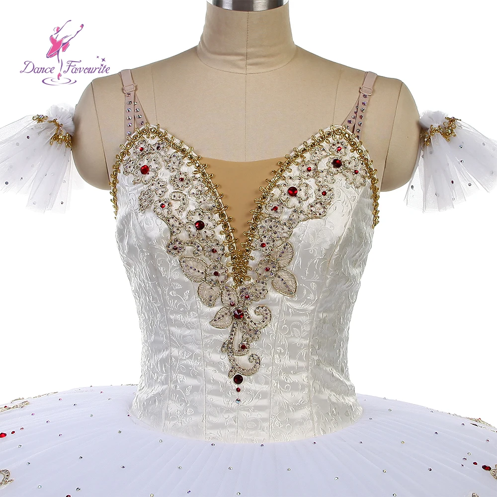 B22089 골드 트림 아이보리 컬러 탑 보디스 발레 투투 대회 댄스 의상