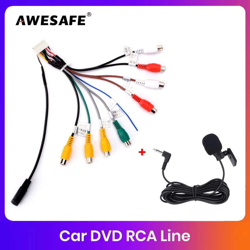 Cavo adattatore RCA per autoradio AWESAFE con ingresso Aux e microfono, accessori auto solo per autoradio JUNSUN/AWESAFE