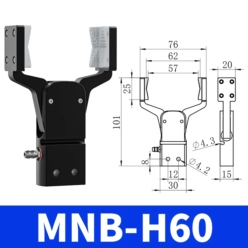 Mechanical arm mini fixture with widened large opening belt detection MNB series mini clamp water nozzle clamp pneumatic clamp