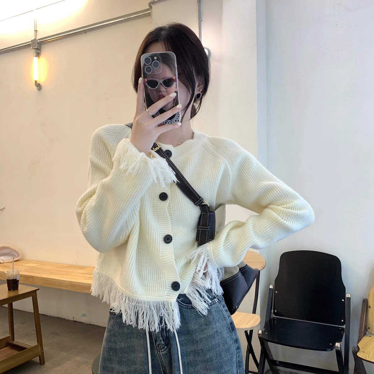 Or maglione lavorato a maglia Jaet da donna sciolto lungo Sve round Ne Open Cardigan Top per la primavera autunno taglia piccola amichevole